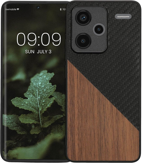 KW Xiaomi Redmi Note 13 Pro+ 5G Θήκη από Φυσικό Ξύλο και Carbon - Black / Dark Brown