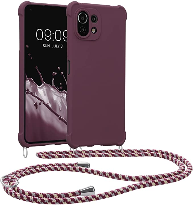 KW Xiaomi Mi 11 Lite / Mi 11 Lite 5G Θήκη Σιλικόνης TPU με Λουράκι - Bordeaux Violet - 55902.187