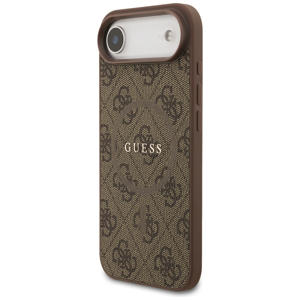Guess iPhone Air - 4G Ring Classic Logo MagSafe - Σκληρή Θήκη με Πλαίσιο Σιλικόνης και Επένδυση Συνθετικού Δέρματος - Brown - GUHMP17MG4GFRW