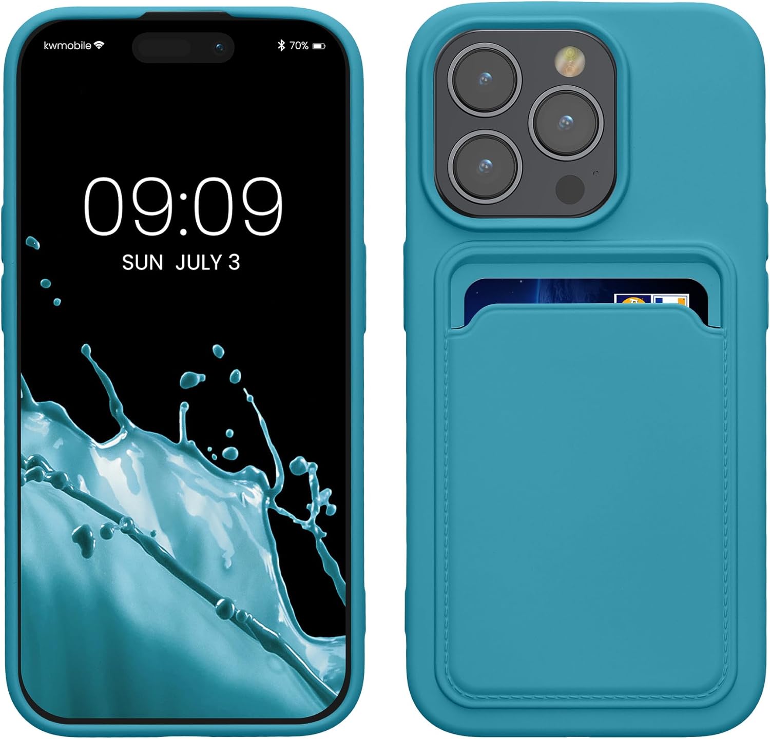 KW iPhone 15 Pro Θήκη Σιλικόνης TPU με Υποδοχή για Κάρτα - Matte Light Blue