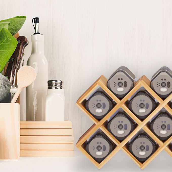 Relaxdays Βάση Μπαχαρικών από Μπαμπού με 18 Βάζα - Natural - 4052025259518