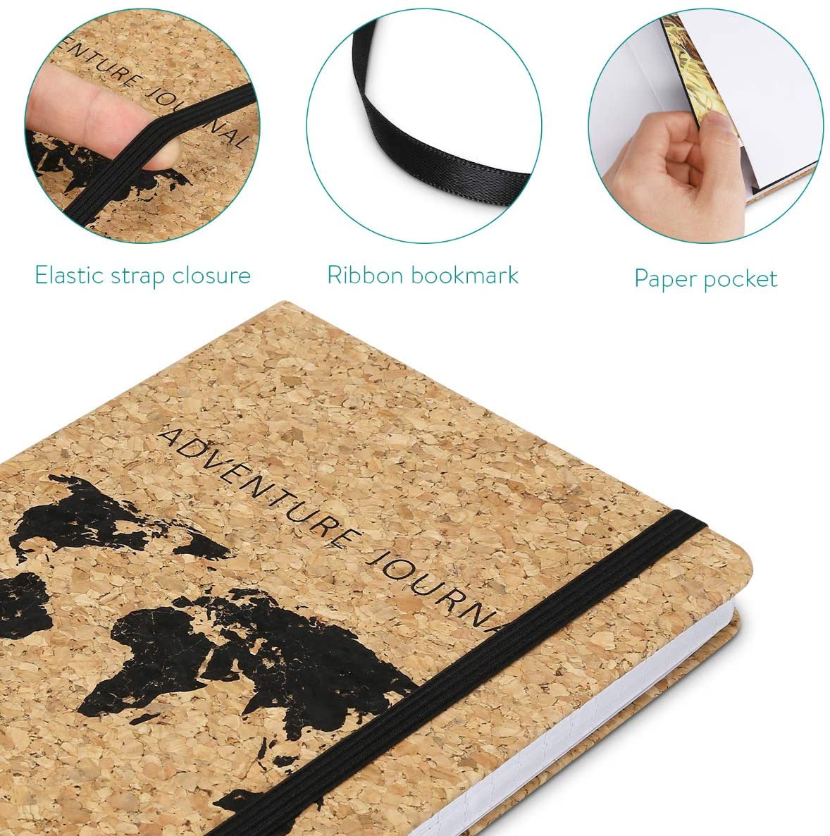 Navaris Notebook with Cork Cover Σημειωματάριο από Φελλό Design Worlde Map - 48477.01