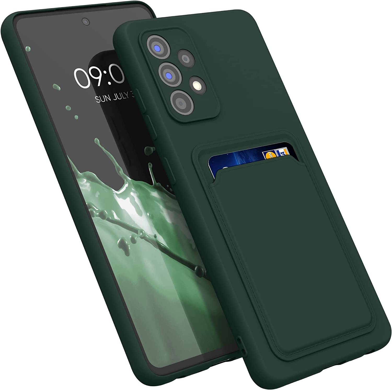 KW Samsung Galaxy A52 / A52 5G / A52s 5G Θήκη Σιλικόνης TPU με Υποδοχή για Κάρτα - Dark Green - 55083.80