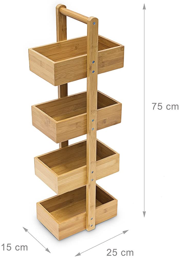 Relaxdays Ράφι Μπάνιου με 4 Διαμερίσματα από Bamboo - Natural - 4052025190217