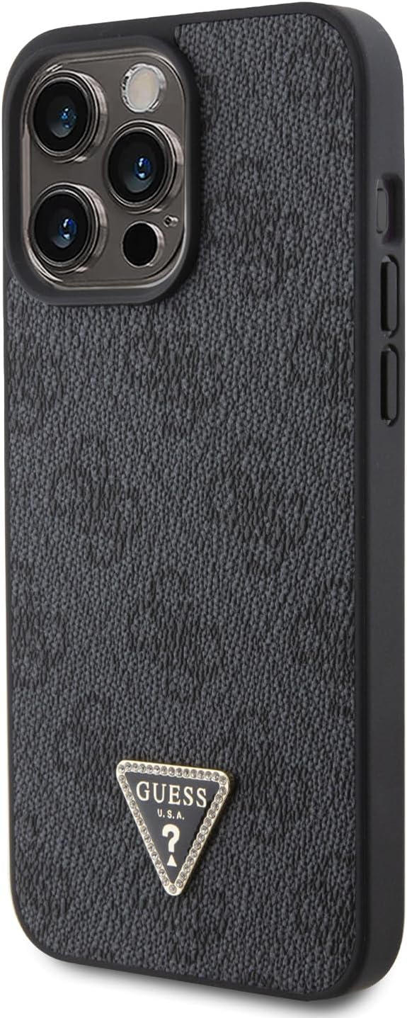 Guess iPhone 15 Pro Max - Crossbody 4G Metal Logo Θήκη με Επένδυση Συνθετικού Δέρματος και Λουράκι - Black - GUHCP15XP4TDSCPK