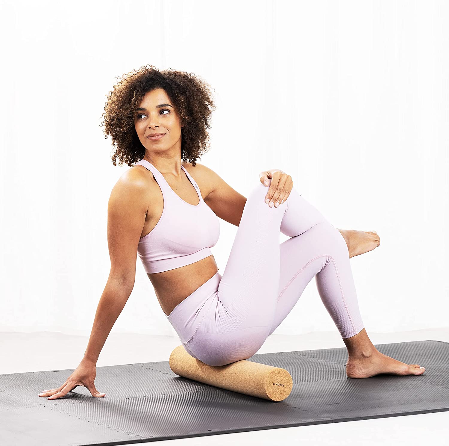 Navaris Fascia Roller Cork - Κύλινδρος Γυμναστικής από Φελλό - 60 x 10cm - Light Brown - 47492.3