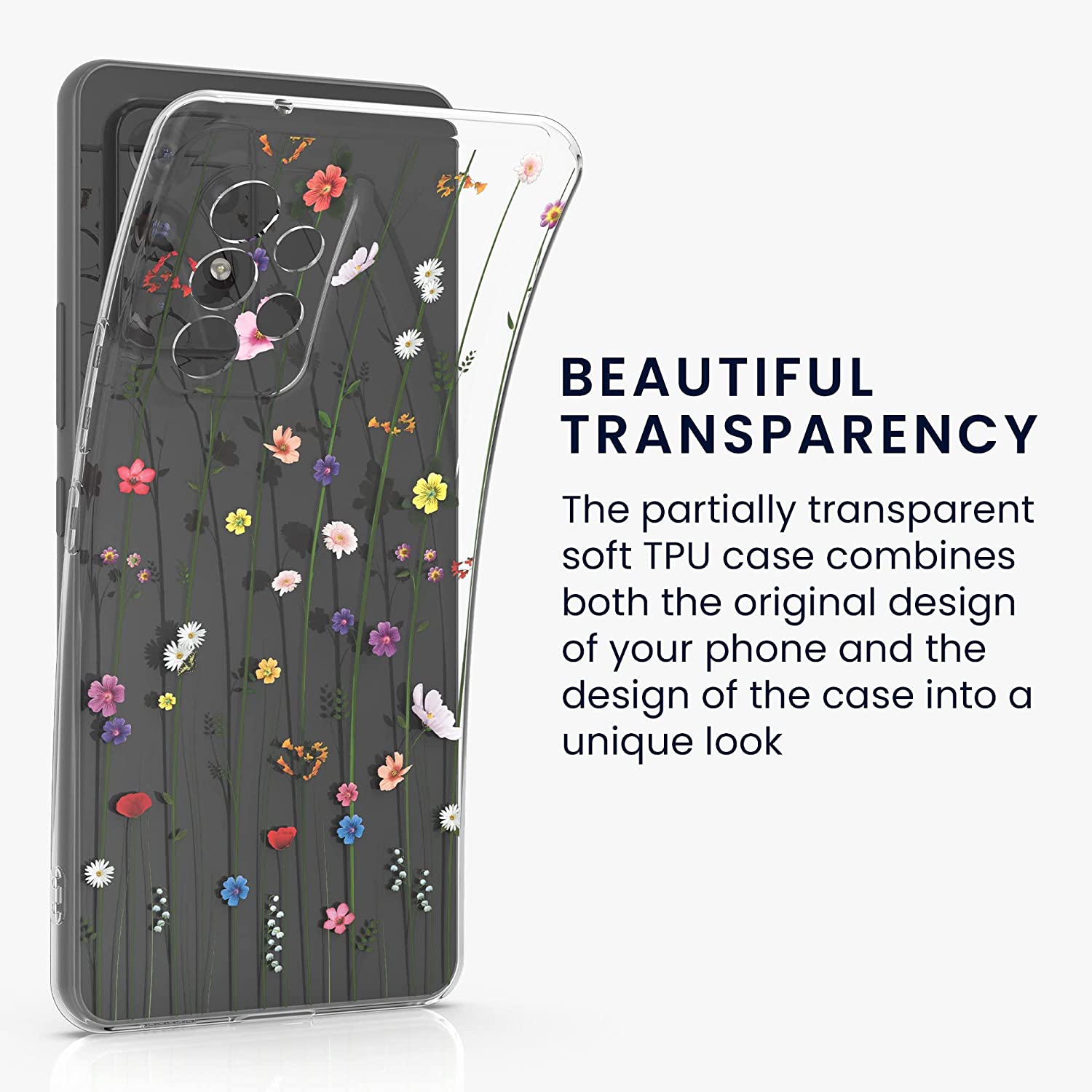 KW Samsung Galaxy A53 5G Θήκη Σιλικόνης TPU Design Wildflower Vines - Multicolor - Διάφανη - 58384.03