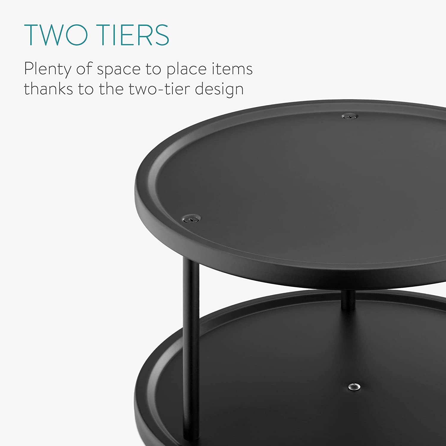 Navaris Περιστρεφόμενος Μεταλλικός Δίσκος με 2 Ράφια - Black - 56154.01