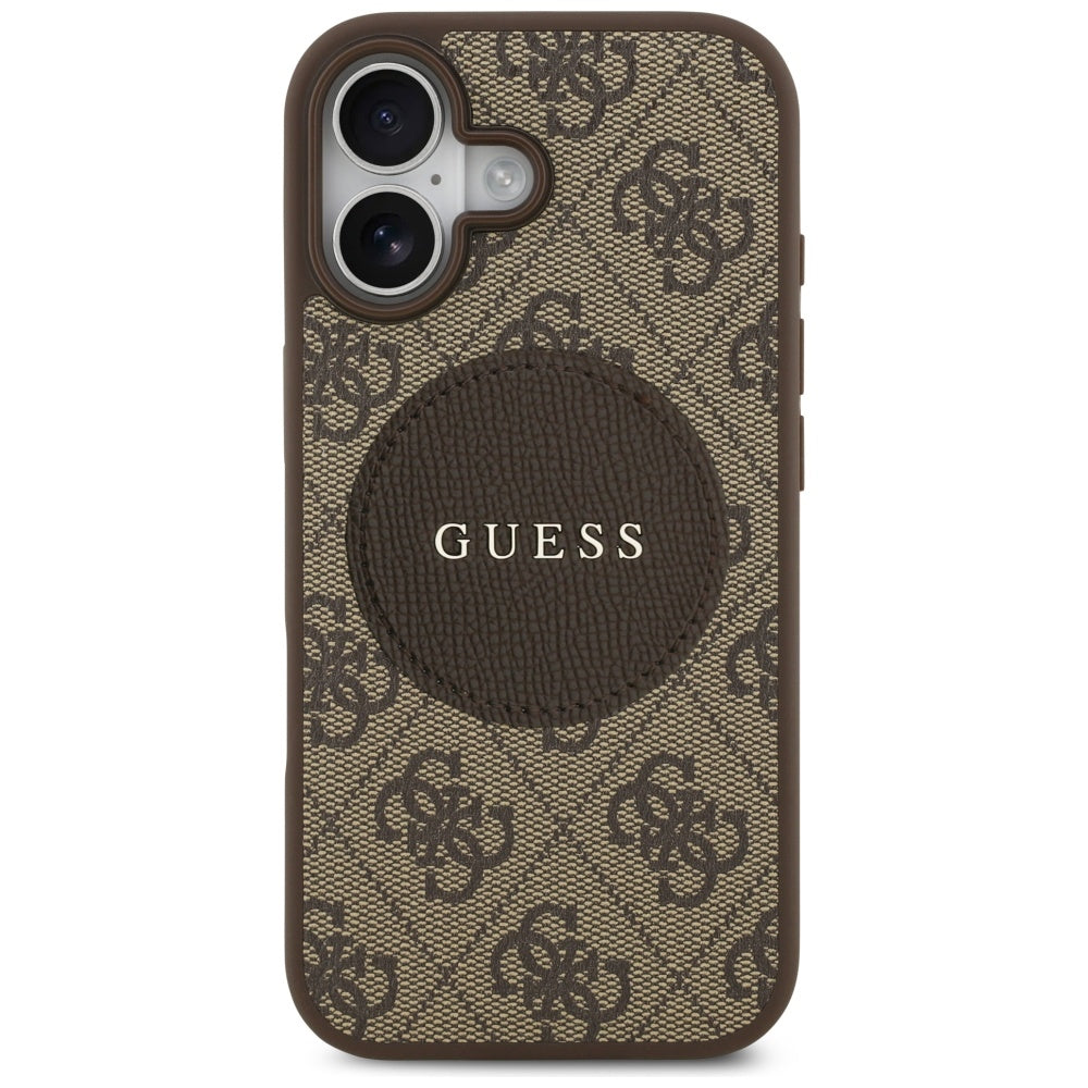 Guess iPhone 17 - 4G Circle Classic Logo MagSafe - Θήκη με Επένδυση Συνθετικού Δέρματος - Brown - GUHMP17SP4PGRSGW