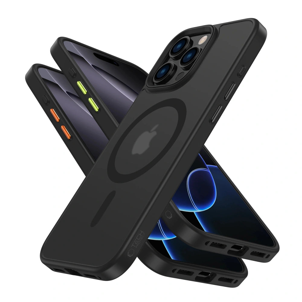 Tech-Protect iPhone 16 Pro - MagMat XT 3-Set - Σκληρή Θήκη με Πλαίσιο Σιλικόνης και MagSafe - Ημιδιάφανη / Matte Black