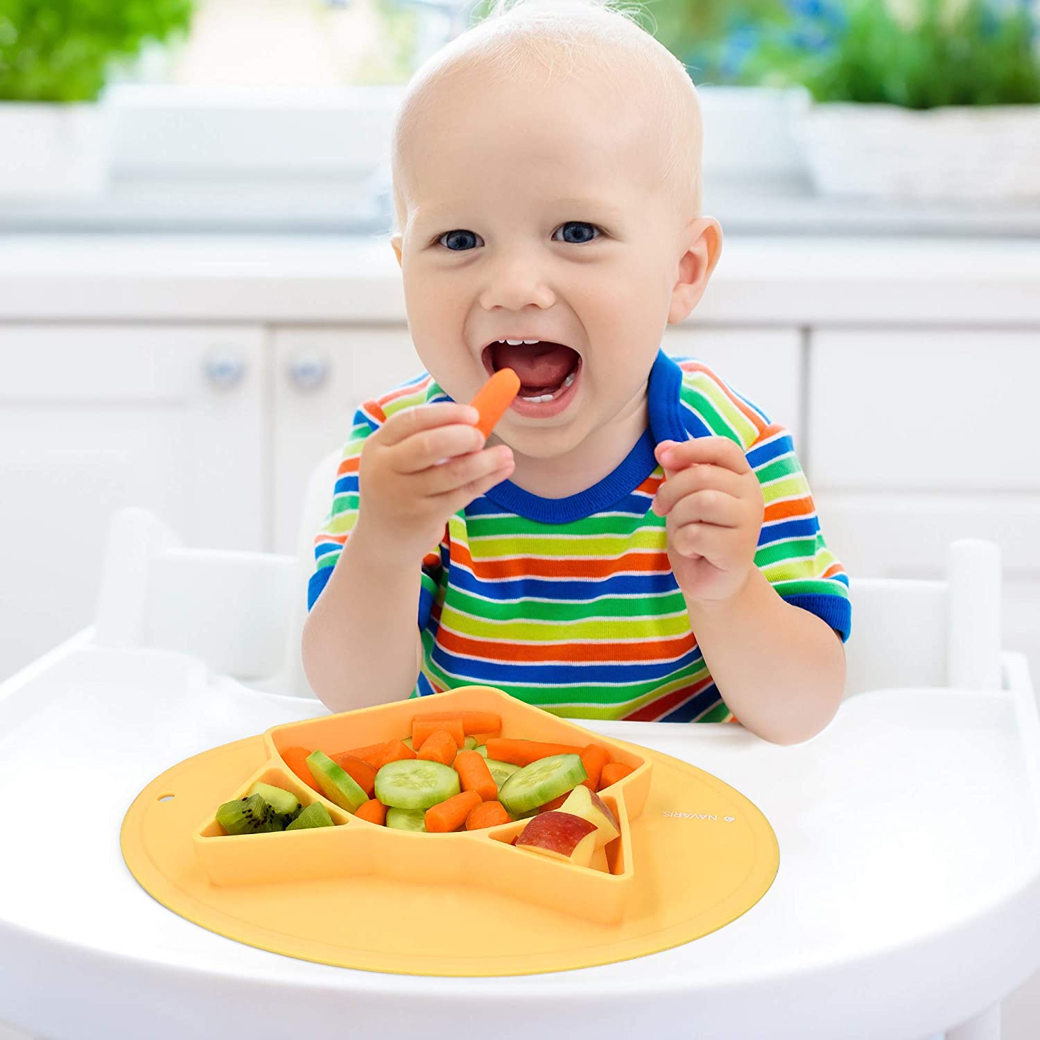 Navaris Αντιολισθητικό Παιδικό Πιάτο Σιλικόνης - Yellow - 51375.01