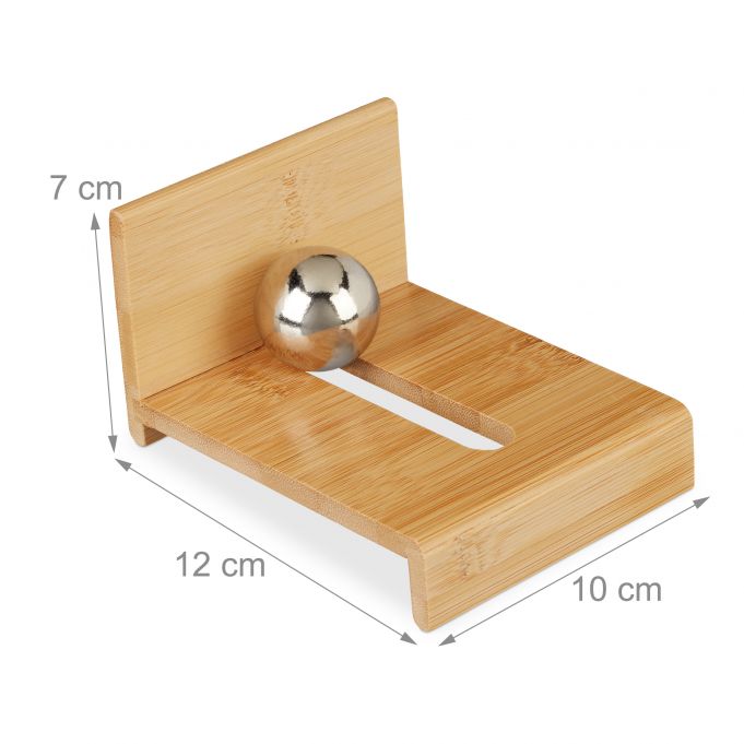 Relaxdays Βάση για Επαγγελματικές Κάρτες από Μπαμπού με Μπάλα - Natural - 4052025246181