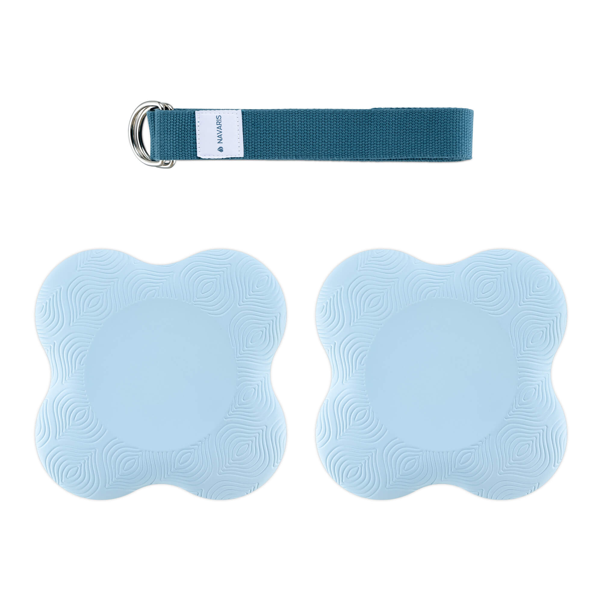 Navaris Σετ με 2 Μαξιλάρια Γονάτου και έναν Ιμάντα Yoga - Blue - 54500.01.04