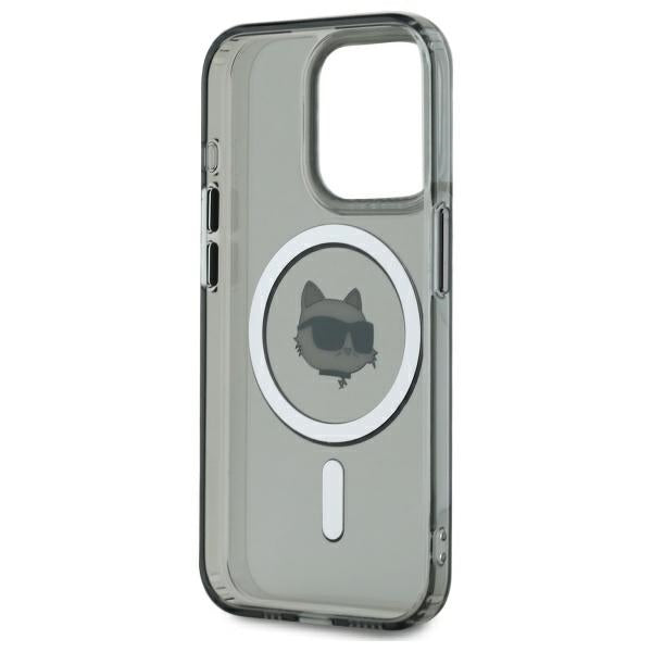 Karl Lagerfeld iPhone 15 Pro Max - IML Metal Choupette Head - MagSafe Σκληρή Θήκη με Πλαίσιο Σιλικόνης - Black - KLHMP15XHLSCHK