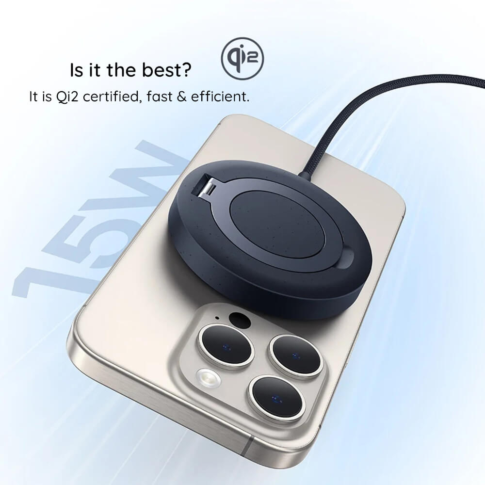 Baseus Simple Mini4 Air 15W Ασύρματος Φορτιστής MagSafe με Βάση - Cosmic Black