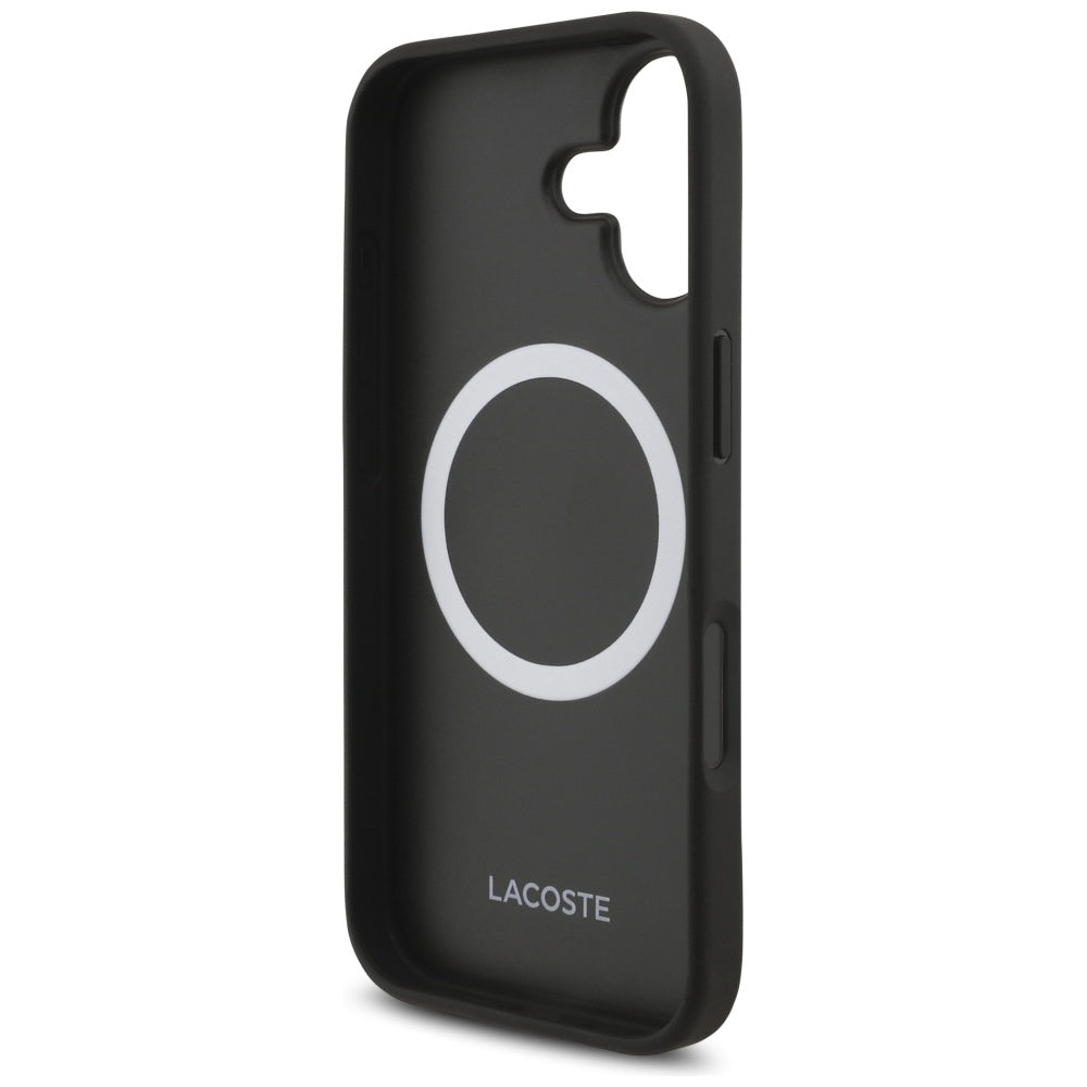 Lacoste iPhone 17 - Iconic Petit Pique Woven Logo MagSafe - Σκληρή Θήκη με Πλαίσιο Σιλικόνης - Navy Blue