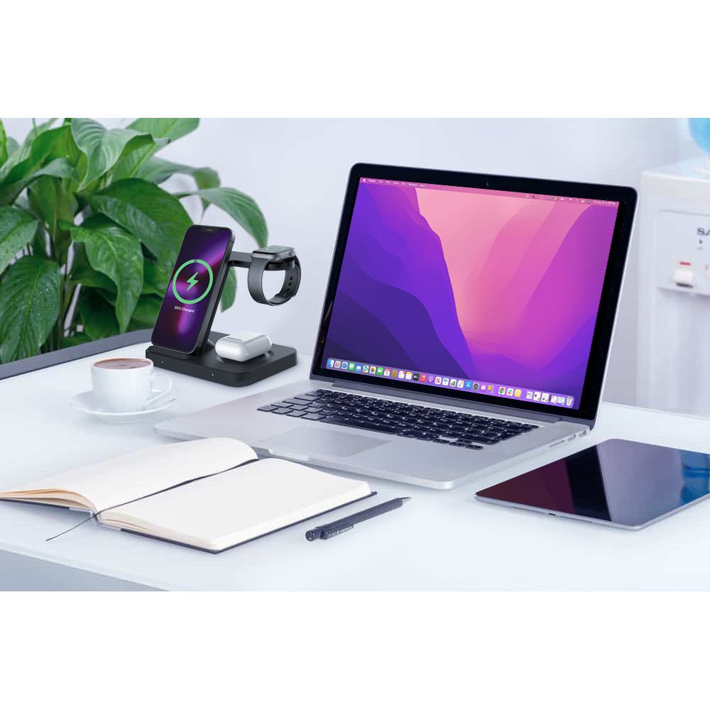 Tech-Protect A11 3in1 Ασύρματος Φορτιστής Qi Charge για Smartphones, Airpods και Apple Watch 15W - Black