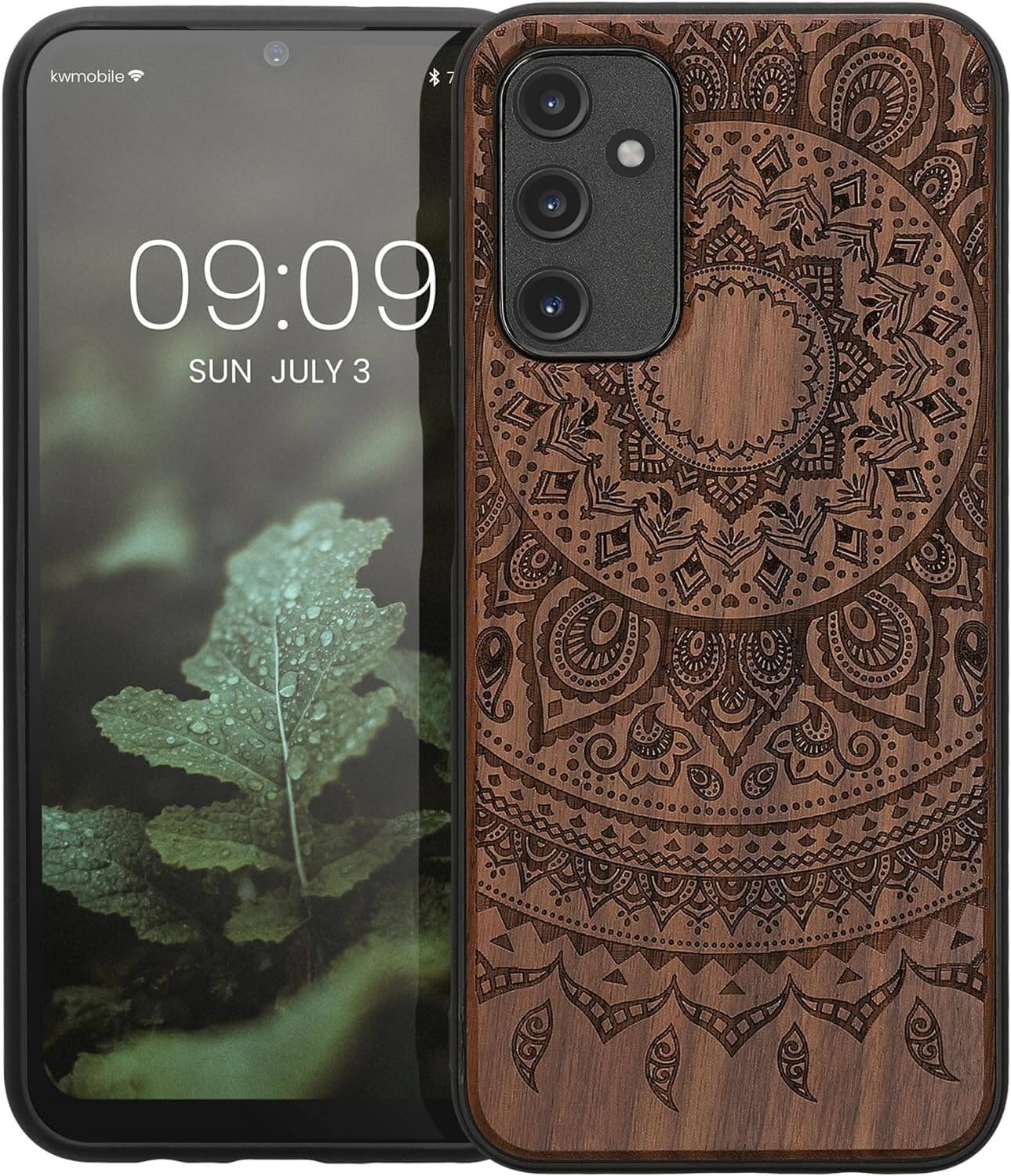 KW Samsung Galaxy A14 5G Θήκη από Φυσικό Ξύλο - Design Indian Sun - Dark Brown - 60817.03