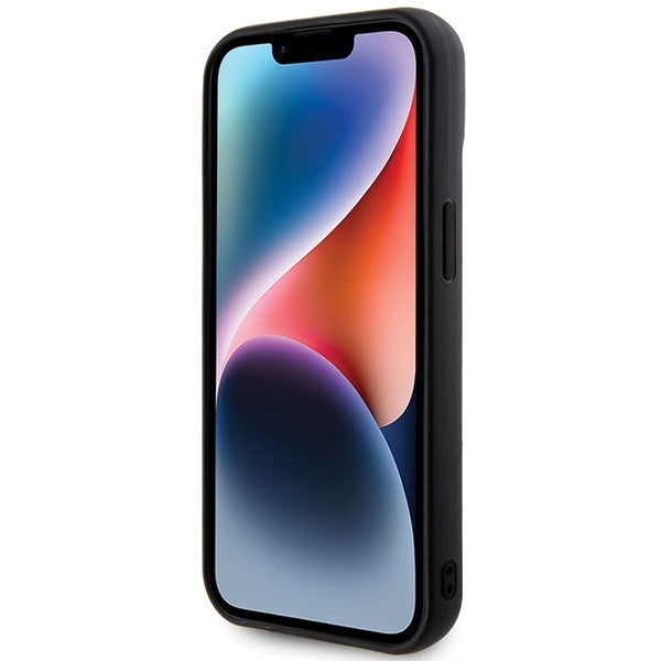 Guess iPhone 15 - Quilted Metal Logo Θήκη με Επένδυση Συνθετικού Δέρματος - Black - GUHCP15SPSQSQSK