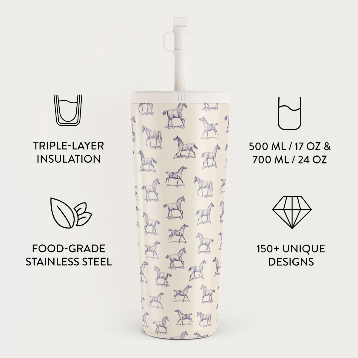 Burga Κούπα θερμός από Ανοξείδωτο Ατσάλι με καλαμάκι - 700ml - Derby Race