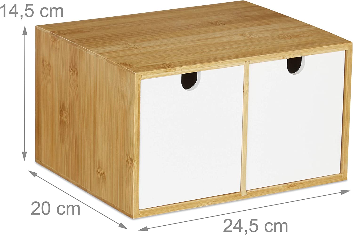 Relaxdays Ξύλινη Βάση Οργάνωσης Γραφείου με 2 Συρτάρια από Bamboo - White / Natural - 4052025902063