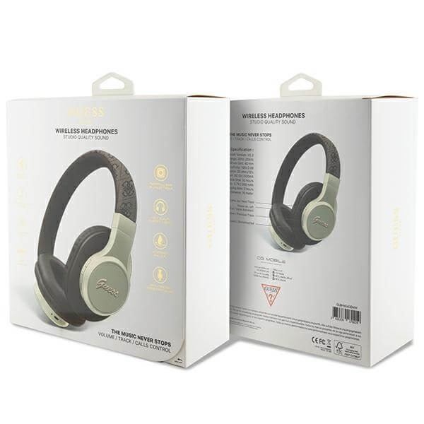 Guess Over-Ear 4G Script - Ασύρματα Bluetooth Ακουστικά - Brown