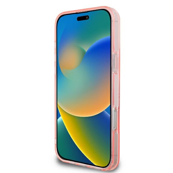 Guess iPhone 16 Pro - IML Flowers Wreath - MagSafe Σκληρή Θήκη με Πλαίσιο Σιλικόνης - Pink - GUHMP16LHFWFCP