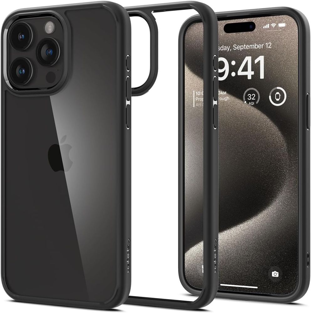 Spigen iPhone 15 Pro Ultra Hybrid Σκληρή Θήκη με Πλαίσιο Σιλικόνης - Matte Black
