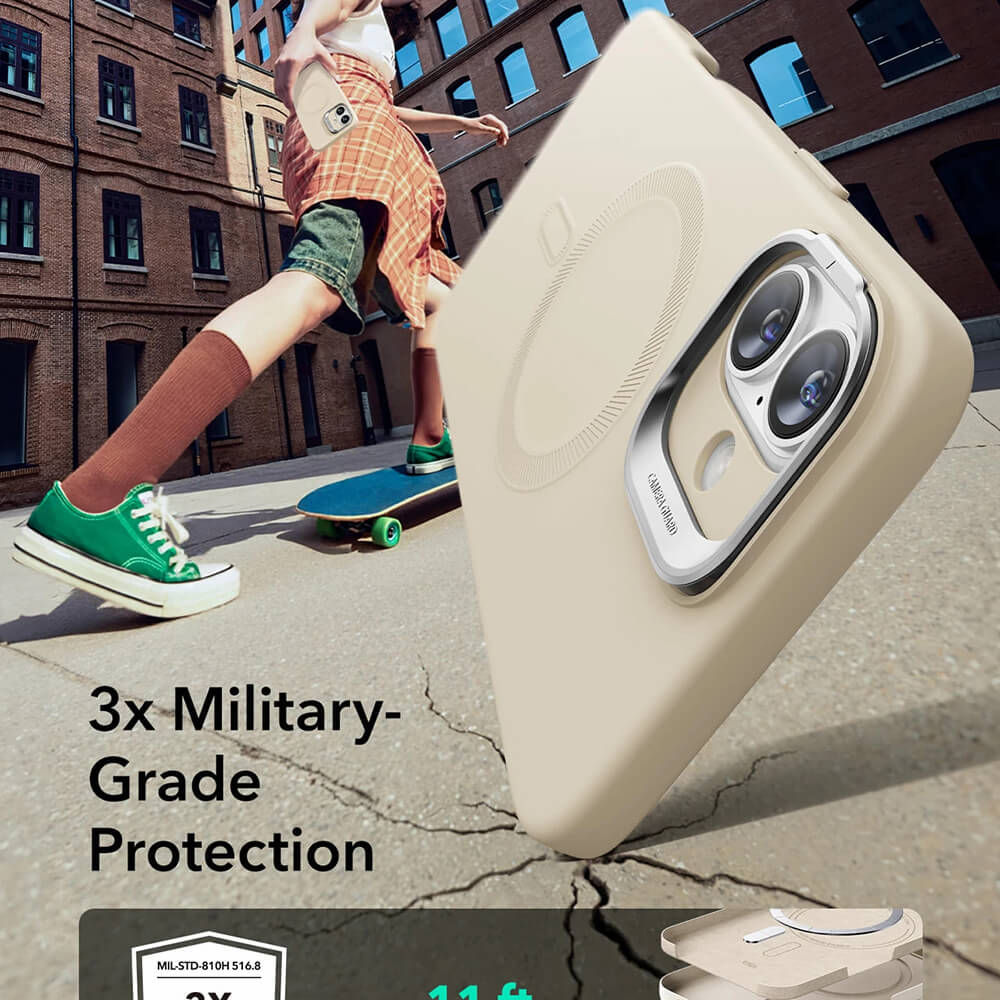 ESR iPhone 16 Plus Cloud Soft HaloLock Kickstand MagSafe Σκληρή Θήκη με Πλαίσιο Σιλικόνης - Light Tan