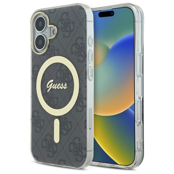 Guess iPhone 16 Plus - IML 4G MagSafe - Σκληρή Θήκη με Πλαίσιο Σιλικόνης - Black - GUHMP16MH4STK