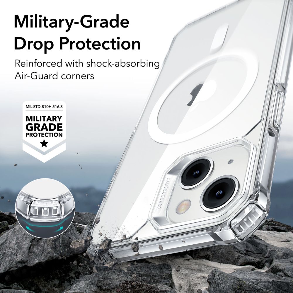 ESR iPhone 14 Air Armor Halolock Σκληρή Θήκη με Πλαίσιο Σιλικόνης και MagSafe - Διάφανη