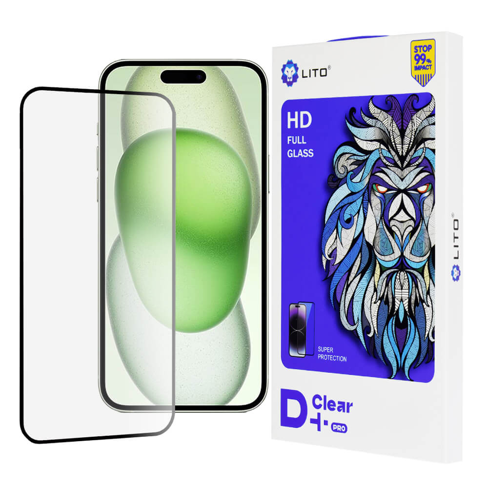 Lito iPhone 15 Plus - D+ Pro Clear - Full Screen Αντιχαρακτικό Γυαλί Tempered Glass - Black