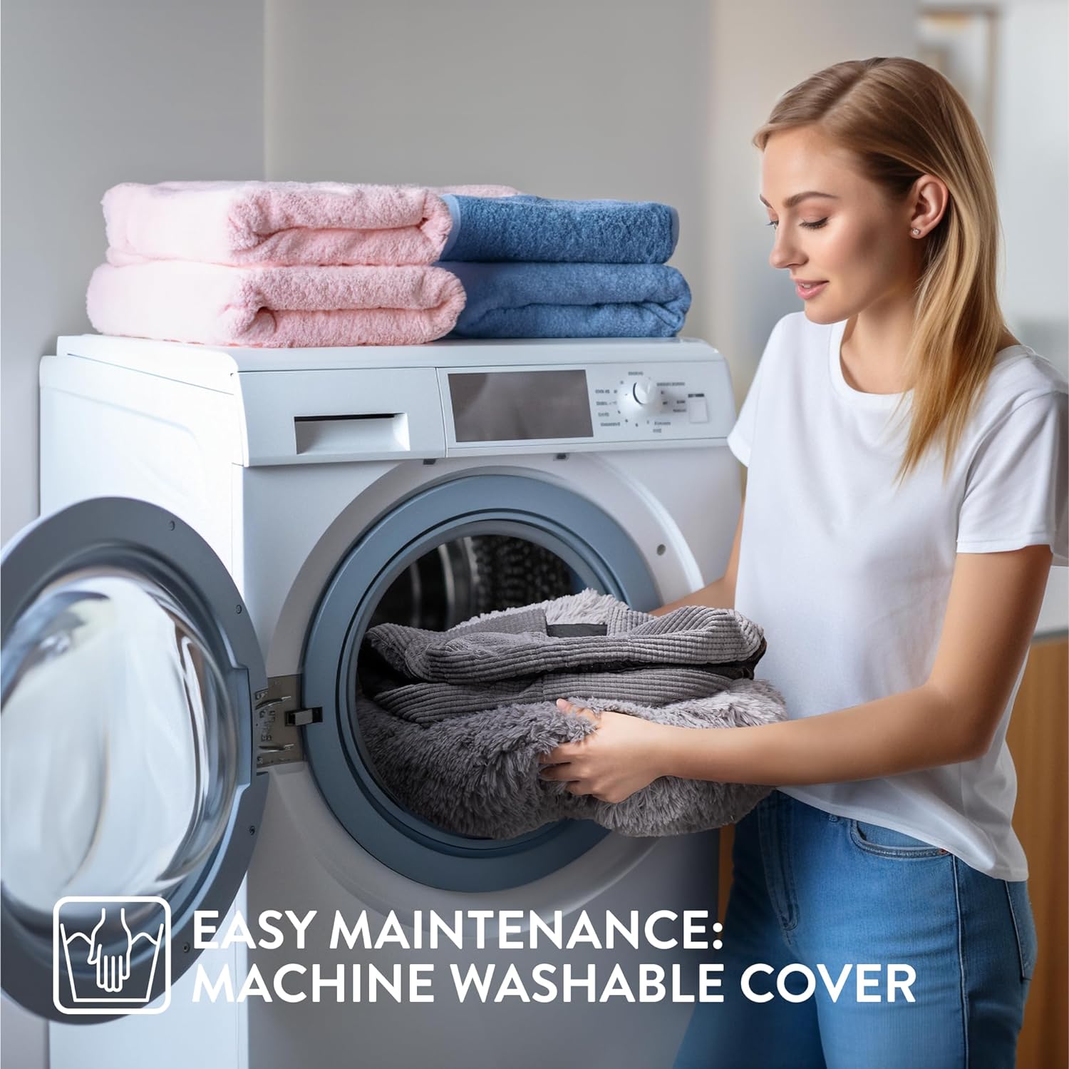 Navaris Πλενόμενο Κρεβάτι Σκύλου / Γάτας με Έξτρα Μαξιλάρι - 50cm - Grey - 61287.22