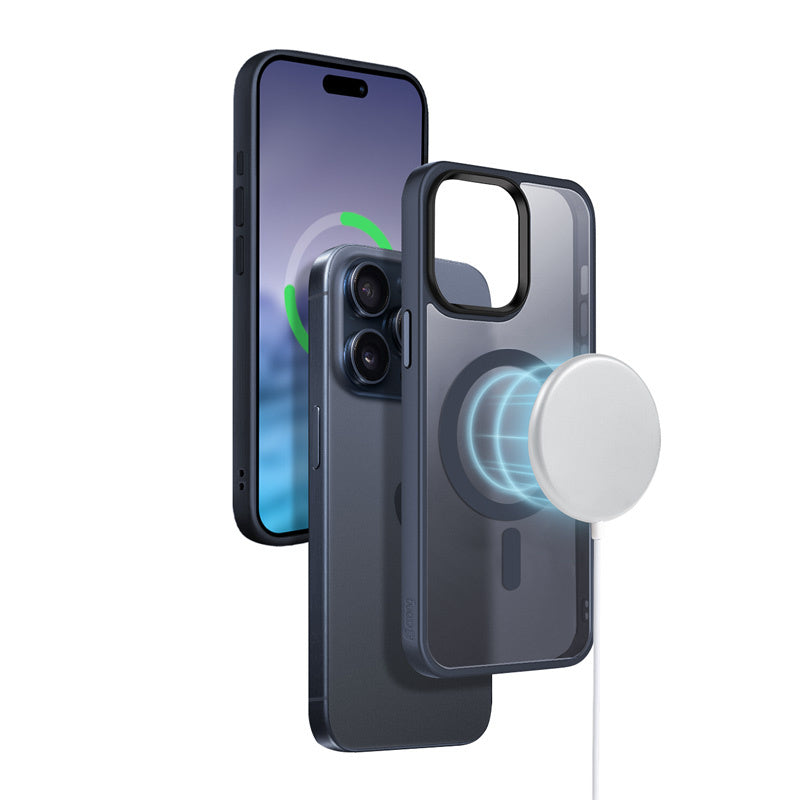 Crong iPhone 15 Pro Max Hybrid Frost Mag - Σκληρή Θήκη με Πλαίσιο Σιλικόνης και MagSafe - Navy Blue