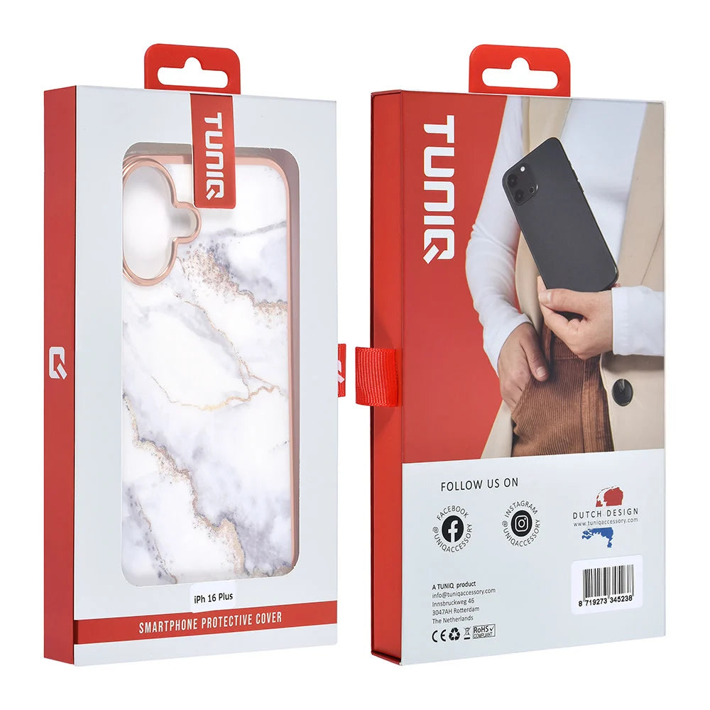 Tuniq iPhone 16 Plus Silicone Θήκη Σιλικόνης - Marble / White