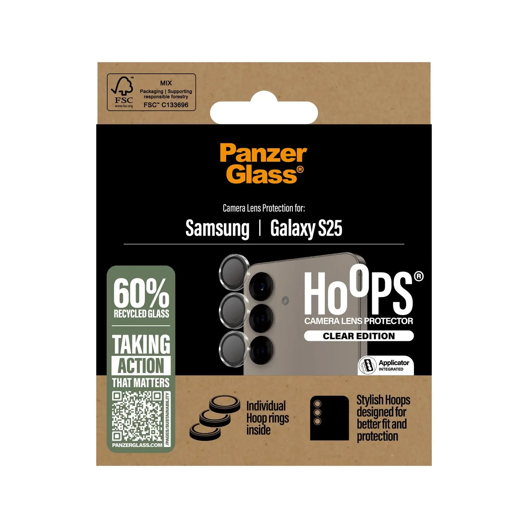 PanzerGlass Samsung Galaxy S25 Hoops Camera Lens Protector Αντιχαρακτικό Γυαλί για την Κάμερα - Διάφανο