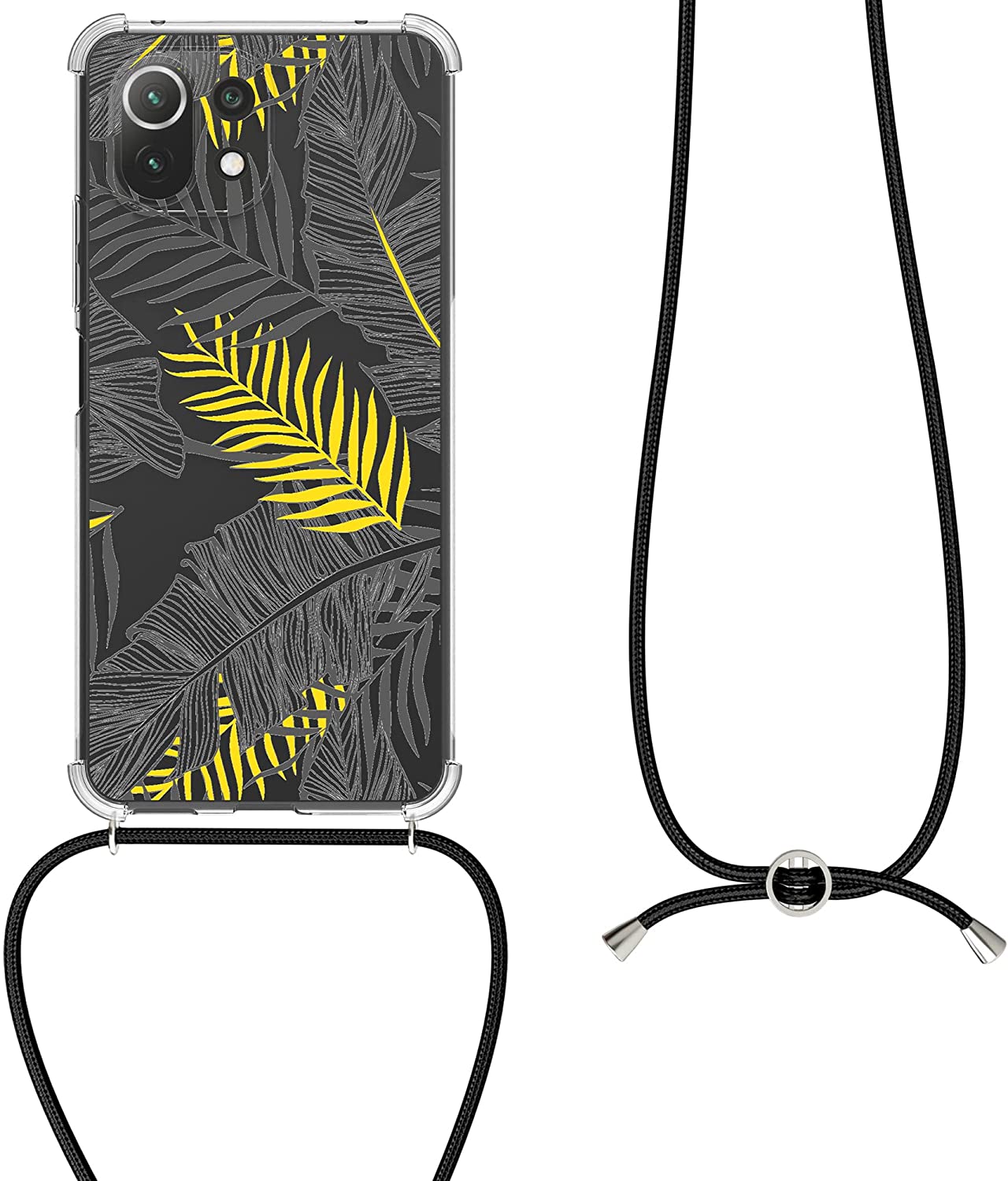 KW Xiaomi Mi 11 Lite / Mi 11 Lite 5G Θήκη Σιλικόνης TPU με Λουράκι Design Jungle - Gold / Grey - Διάφανη - 56530.01