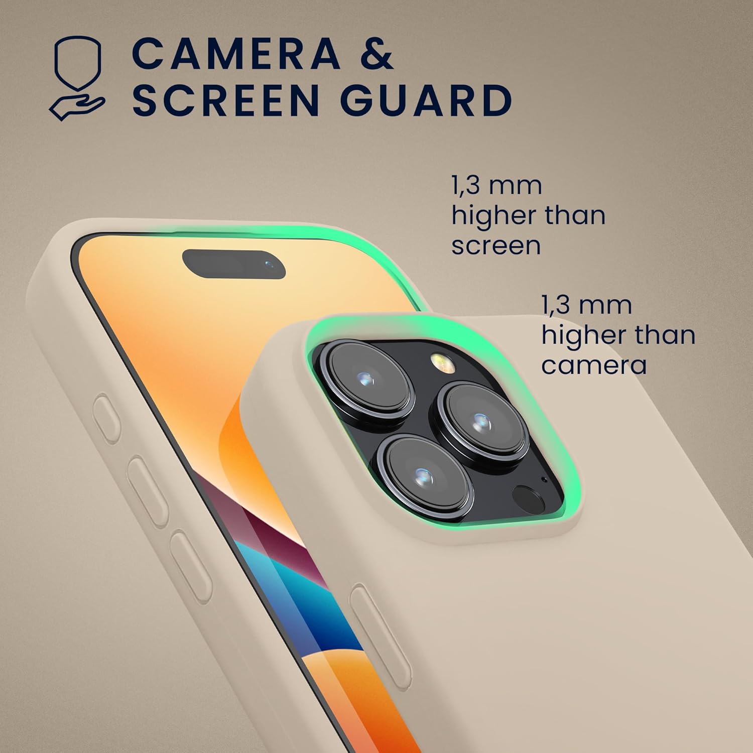 KW iPhone 16 Pro Θήκη Σιλικόνης Rubberized TPU - Cream