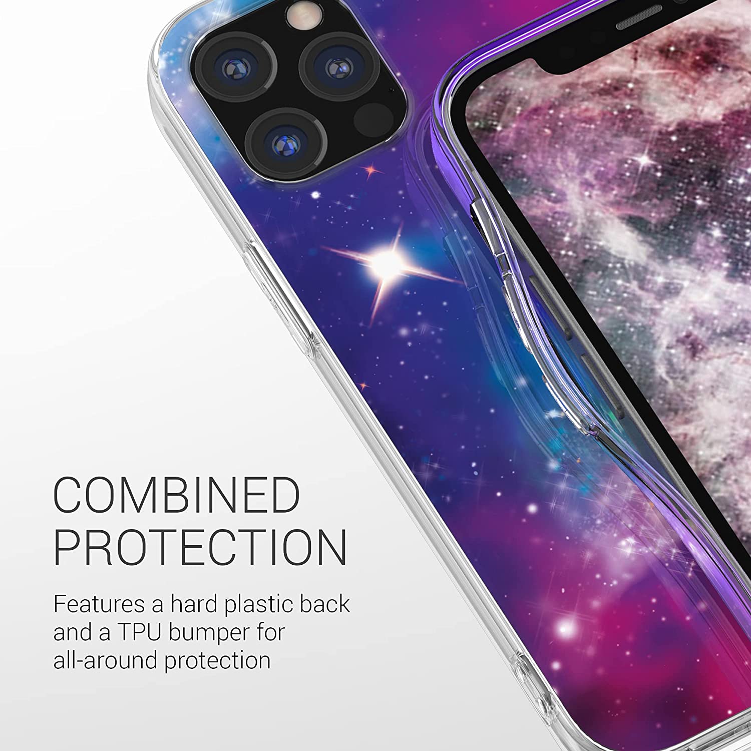 KW iPhone 12 / iPhone 12 Pro Θήκη Σιλικόνης TPU - Pink / Black / Space Multicoloured - 56113.01