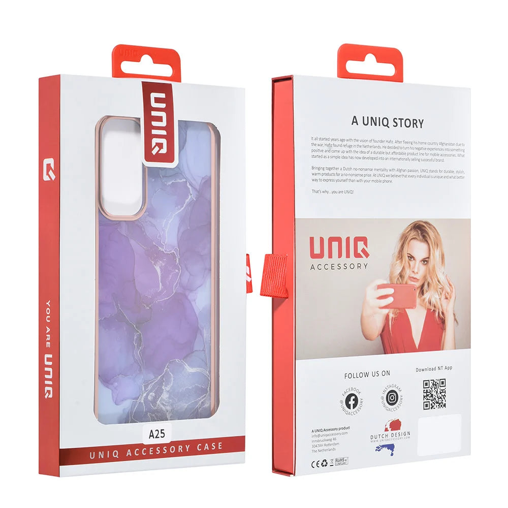 Tuniq Samsung Galaxy A25 5G - Σκληρή Θήκη με Πλαίσιο Σιλικόνης - Σχέδιο Μάρμαρο - Μοβ