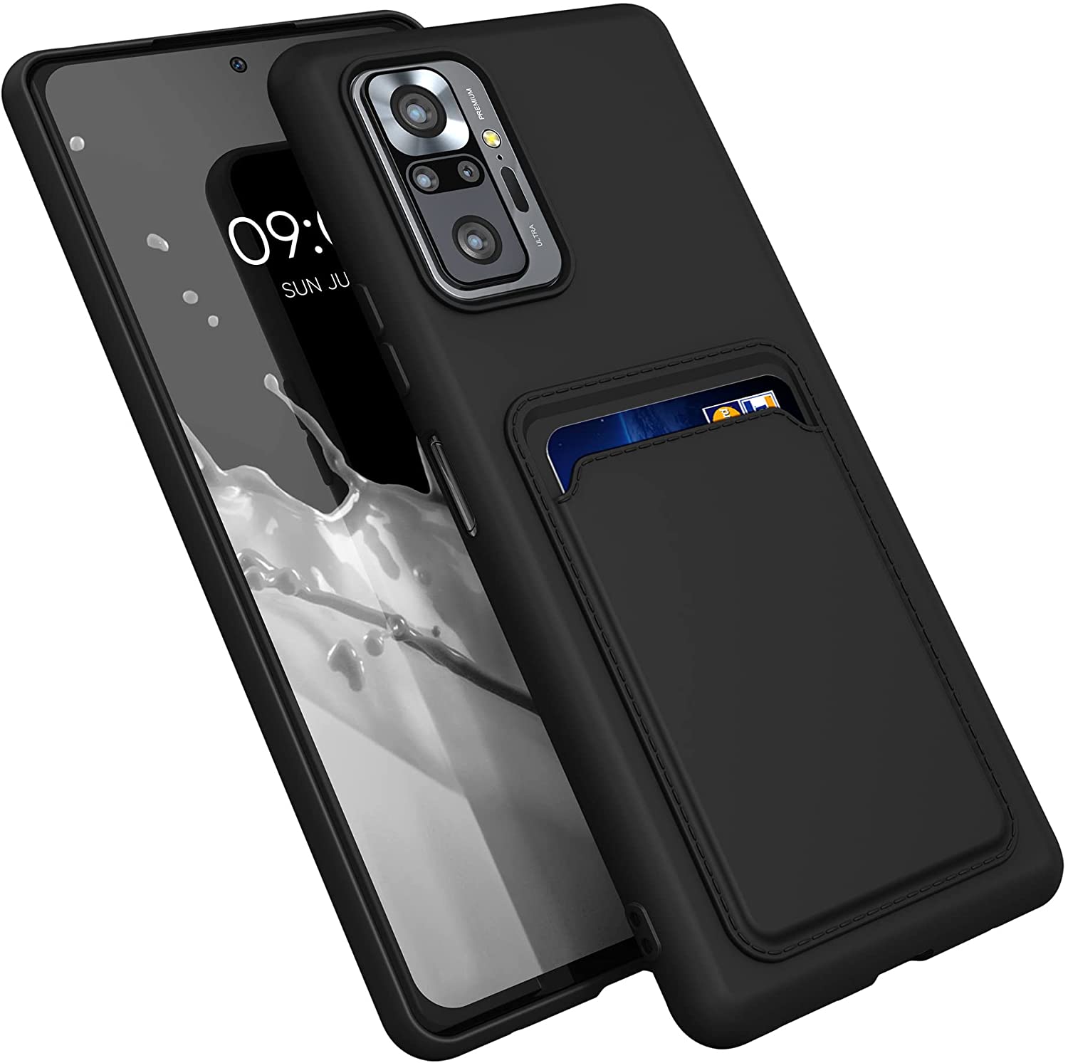 KW Xiaomi Redmi Note 10 Pro Θήκη Σιλικόνης TPU με Υποδοχή για Κάρτα - Black - 56049.47