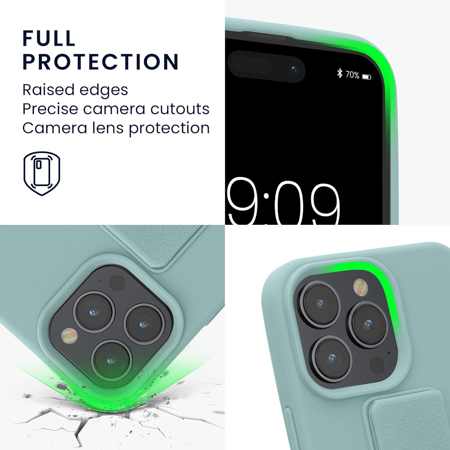 KW iPhone 15 Pro Max Θήκη Σιλικόνης TPU με Finger Holder - Mint Green