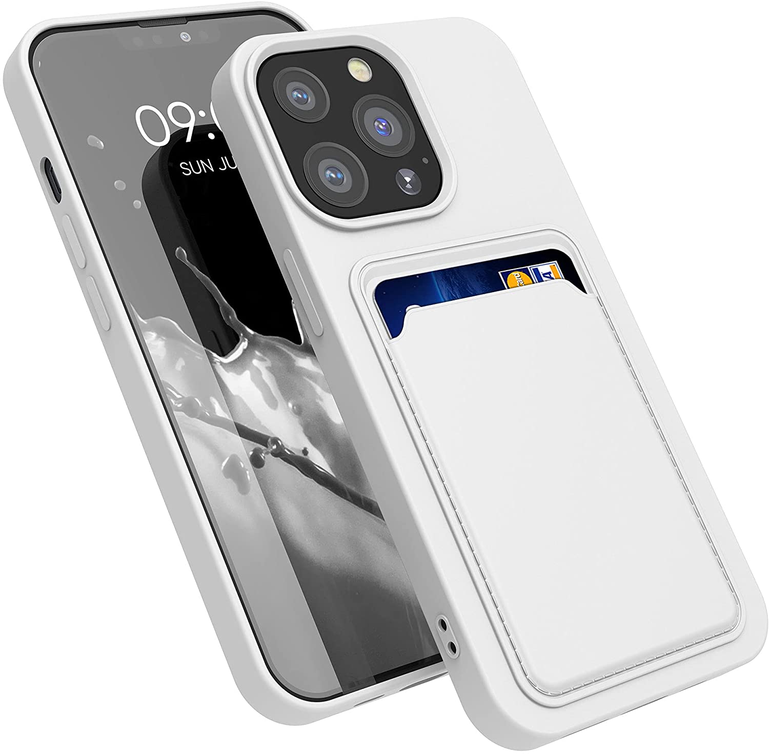 KW iPhone 13 Pro Θήκη Σιλικόνης TPU με Υποδοχή για Κάρτα - White - 55969.02