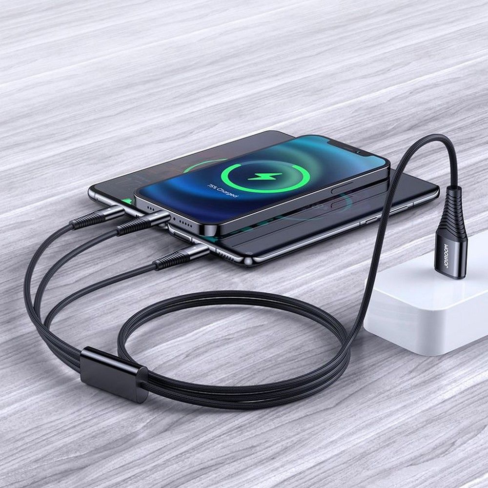 Joyroom 3-in-1 Καλώδιο Φόρτισης 3A 1.2m - Black - S-1230G4