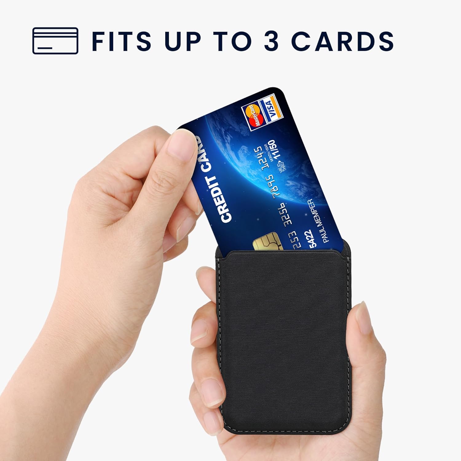 KW iPhone Μαγνητική Θήκη για Πιστωτικές Κάρτες από Συνθετικό Δέρμα - Black