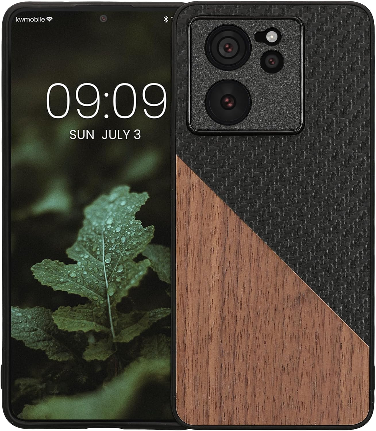 KW Xiaomi 13T / 13T Pro Θήκη από Φυσικό Ξύλο και Carbon - Black / Dark Brown