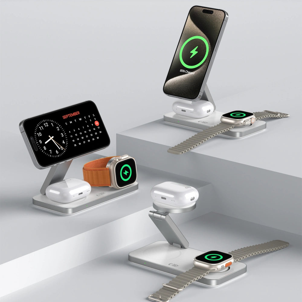 Tech-Protect QI15W-A47 3in1 Ασύρματος Μαγνητικός Φορτιστής MagSafe - White