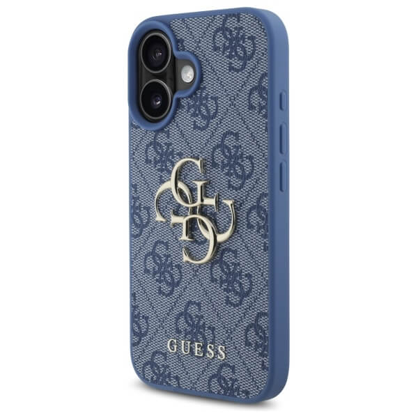 Guess iPhone 16 - 4G Big Logo - Θήκη με Επένδυση Συνθετικού Δέρματος - Blue - GUHCP16S4GMGBL