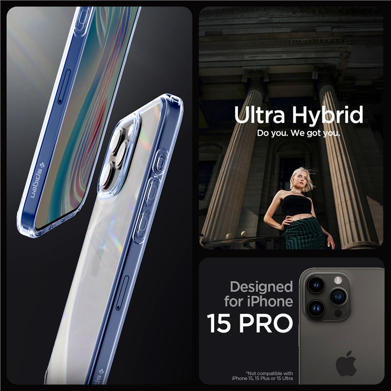 Spigen iPhone 15 Pro Ultra Hybrid Σκληρή Θήκη με Πλαίσιο Σιλικόνης - Sky Crystal