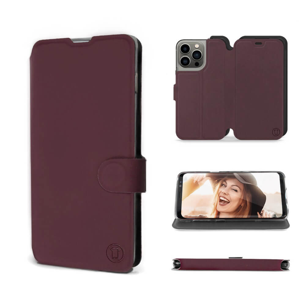 Mobiwear iPhone 13 Pro Θήκη Βιβλίο Slim Flip - Μπορντό - S_BUB